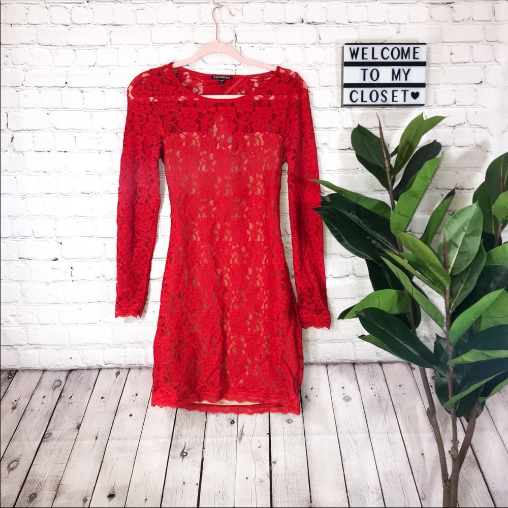 Red Express Cutout Lace Dress